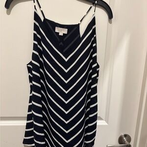 LOFT Women's Navy and White Chevron Camisole